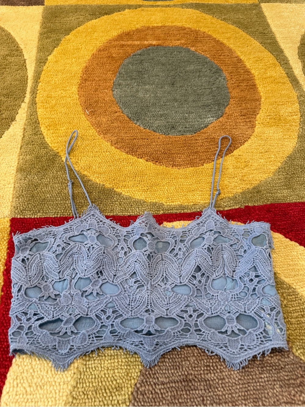 Free People FP One Athena Scallop Crochet Bralette Lace Boho Blue Size Large